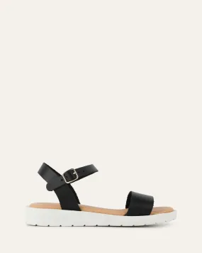 ROBIN FLAT SANDALS BLACK LEATHER