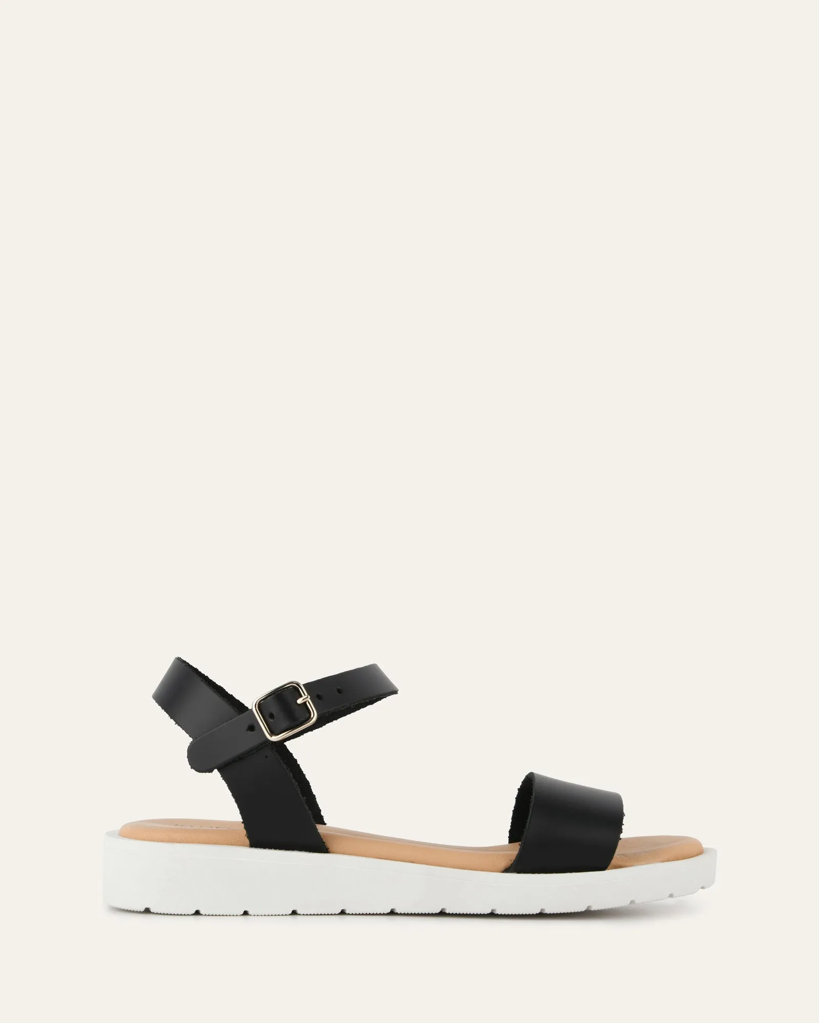 ROBIN FLAT SANDALS BLACK LEATHER