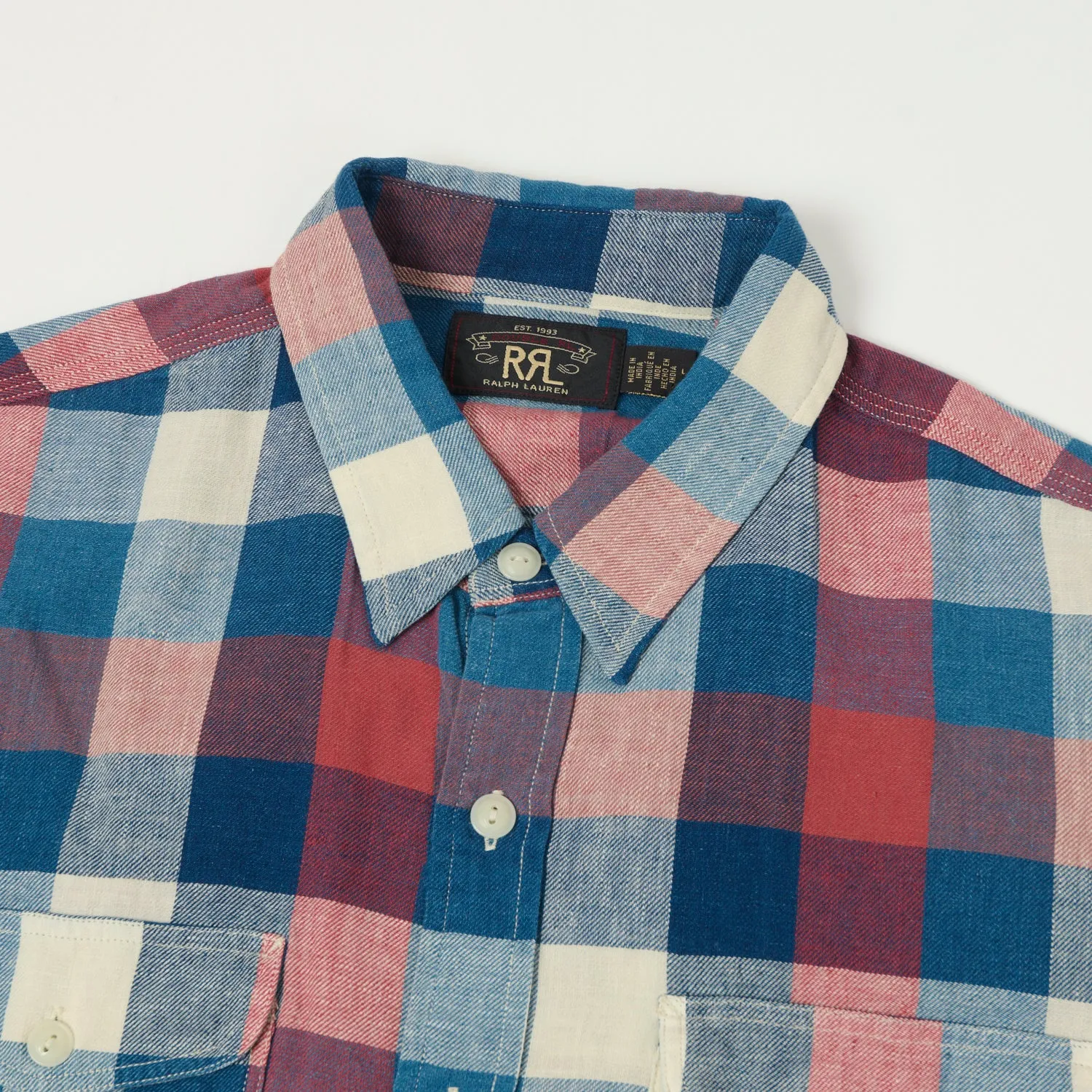 RRL Plaid Cotton-Linen Workshirt - Red/Indigo