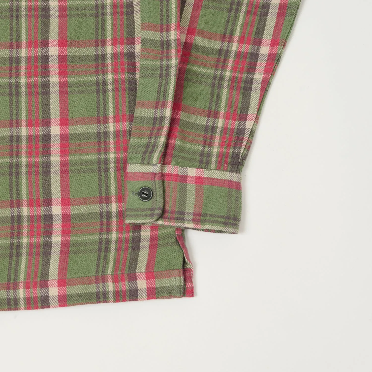 RRL Plaid Twill Camp Shirt- Green/Pink