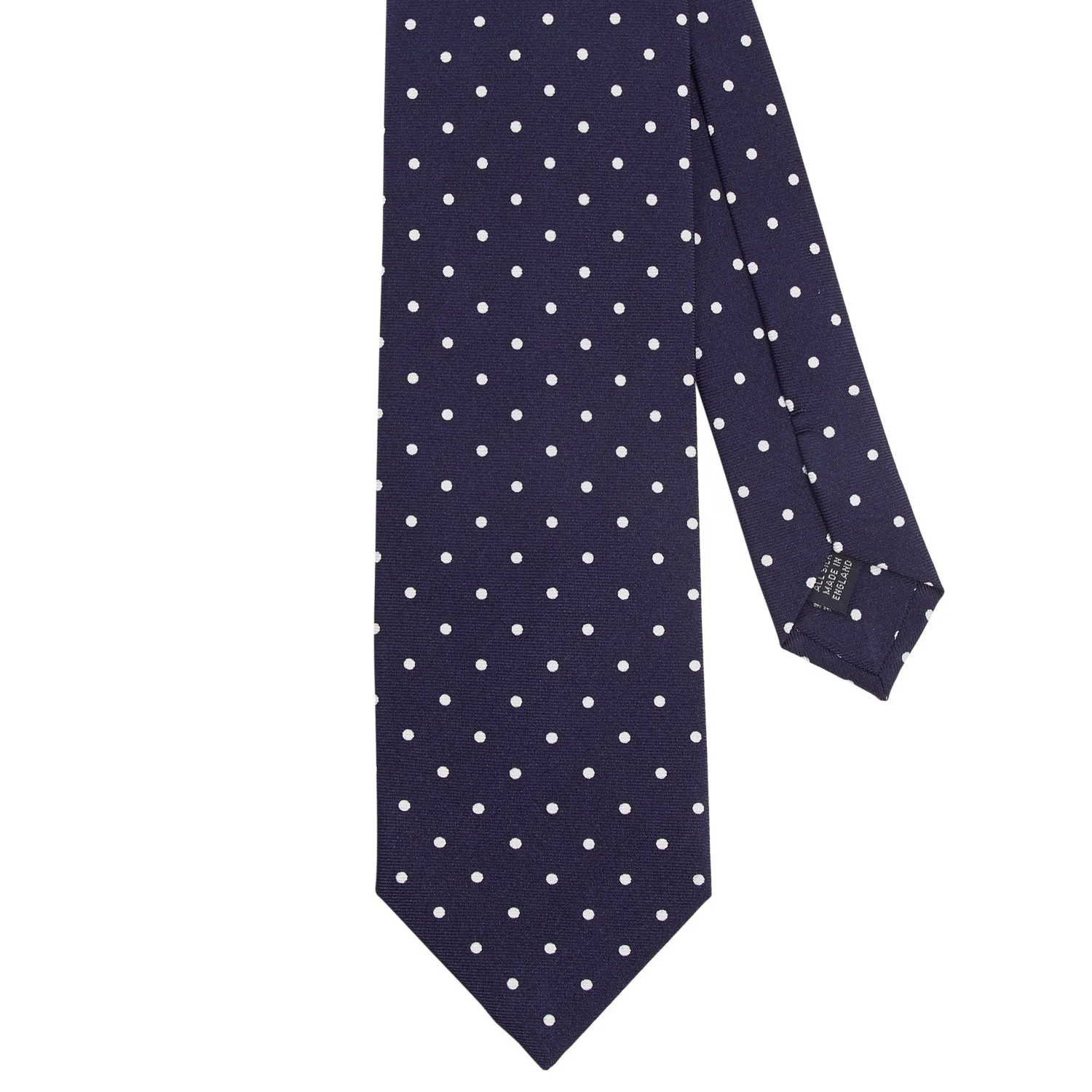 Sovereign Grade Navy White London Dot Printed Silk Tie