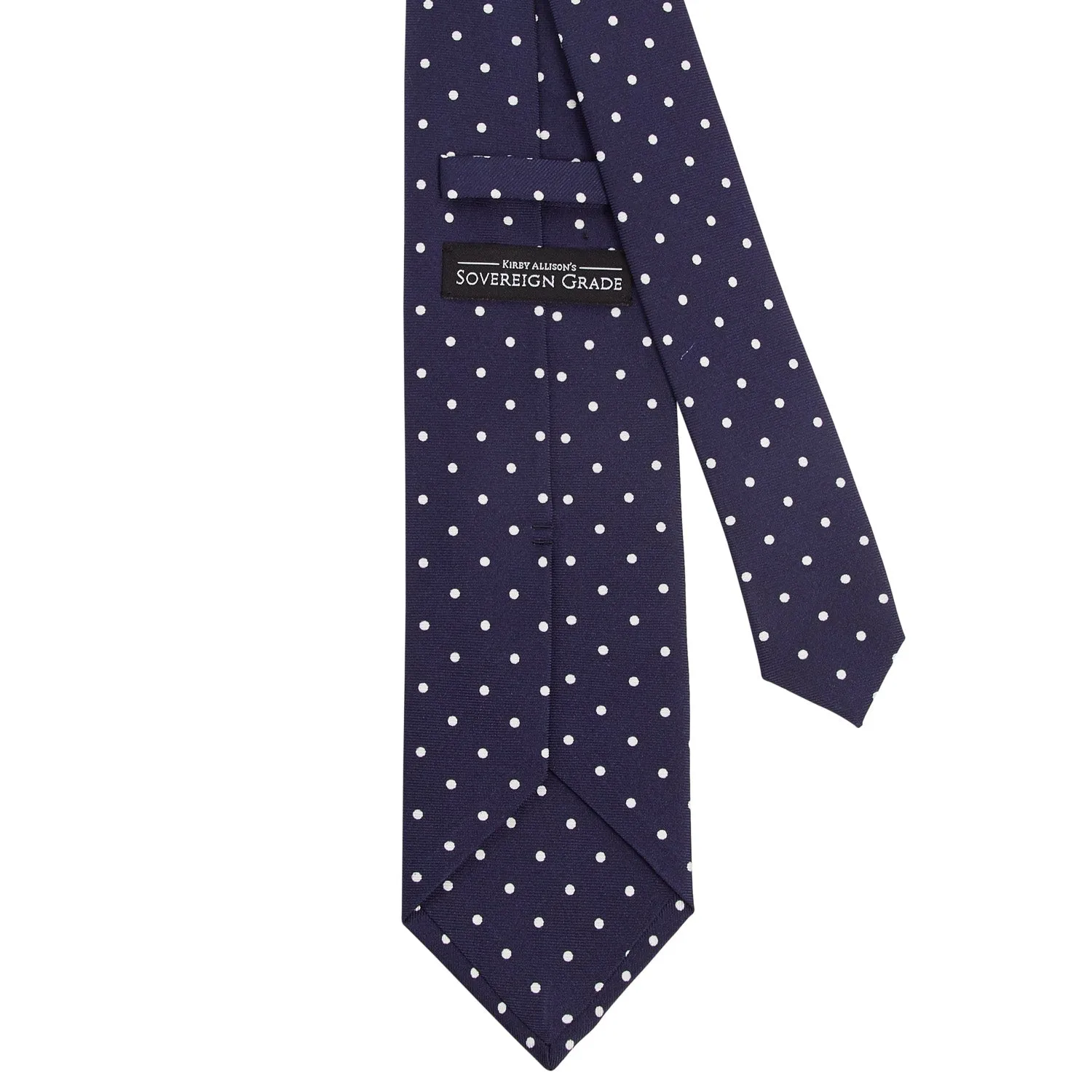 Sovereign Grade Navy White London Dot Printed Silk Tie