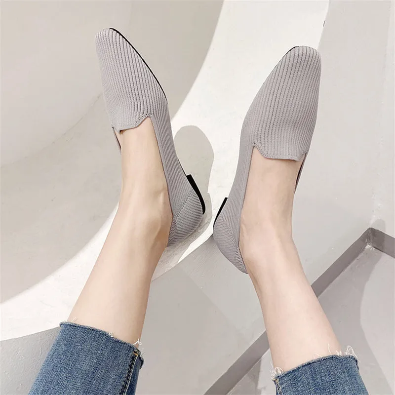 Square Toe Pure Color Simple Flats