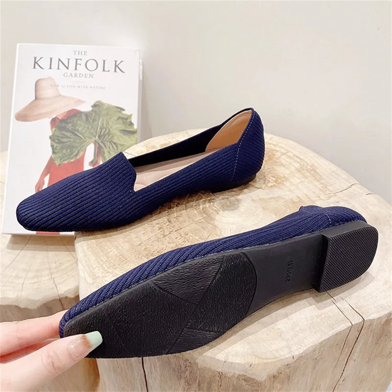 Square Toe Pure Color Simple Flats