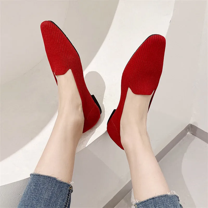 Square Toe Pure Color Simple Flats