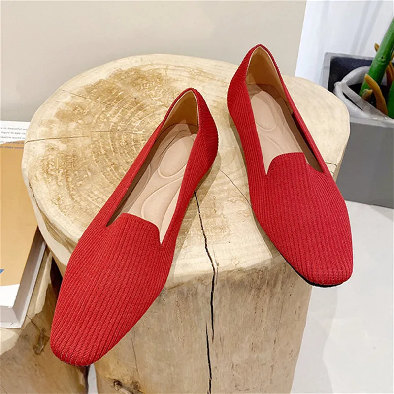 Square Toe Pure Color Simple Flats