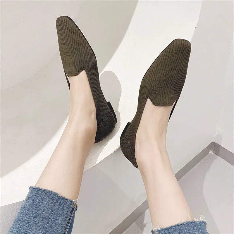 Square Toe Pure Color Simple Flats