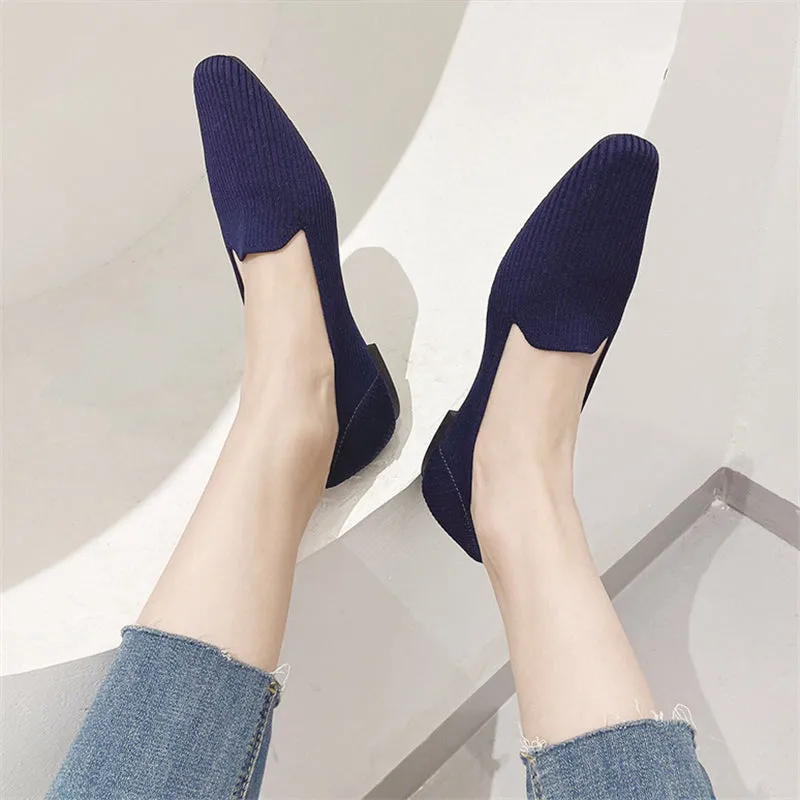 Square Toe Pure Color Simple Flats