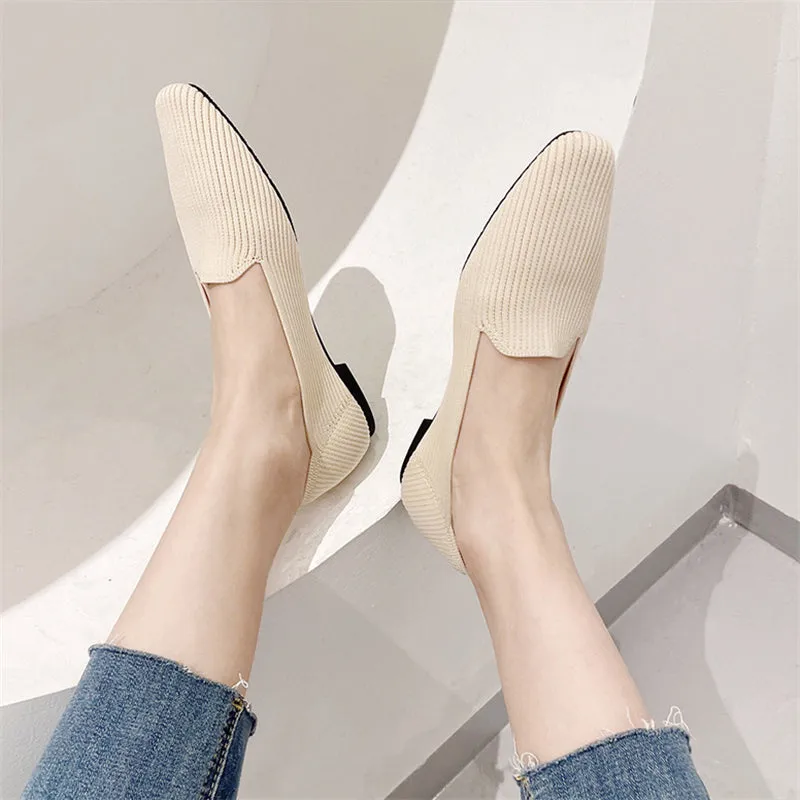 Square Toe Pure Color Simple Flats