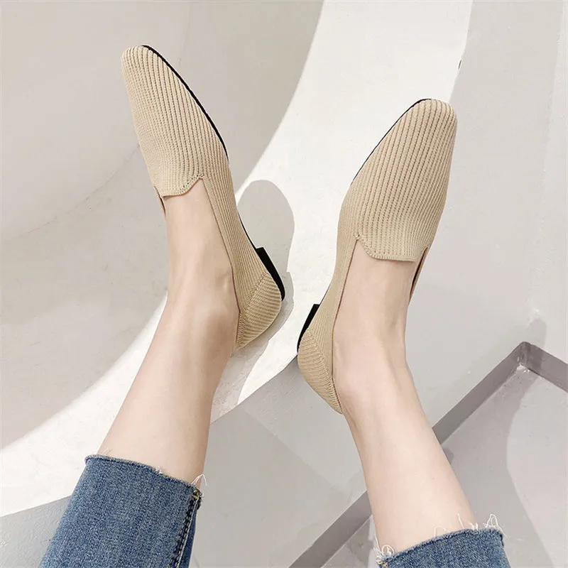 Square Toe Pure Color Simple Flats