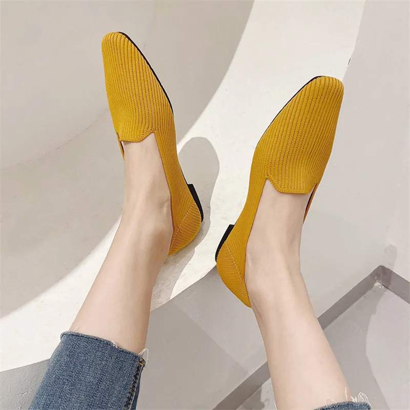 Square Toe Pure Color Simple Flats