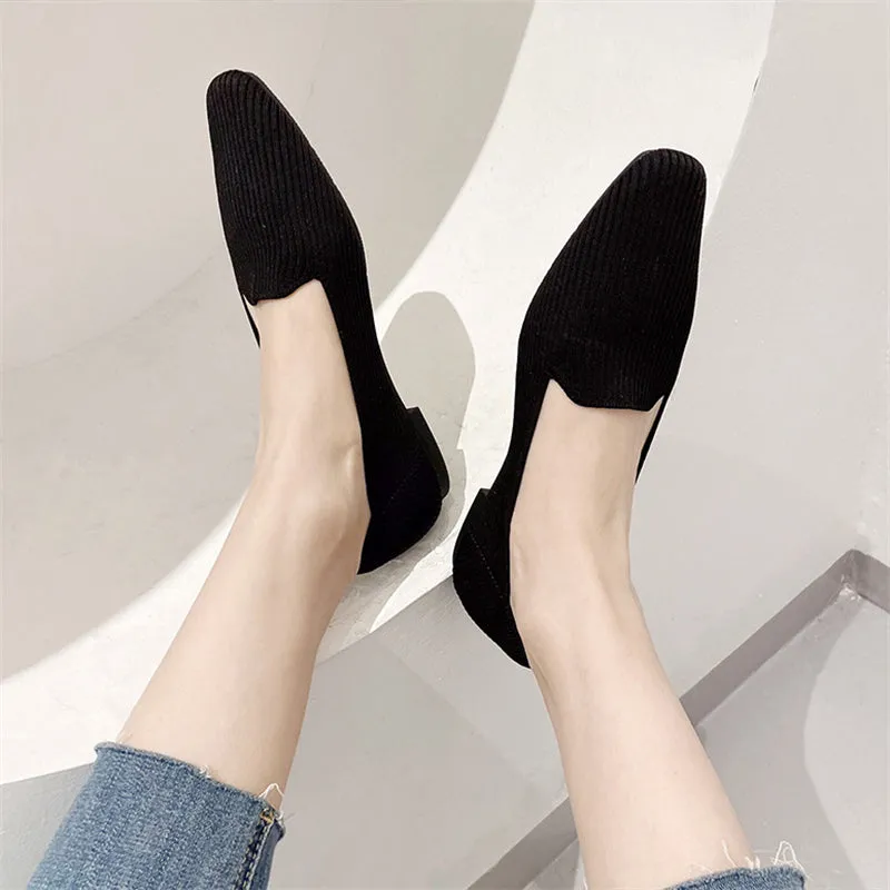 Square Toe Pure Color Simple Flats