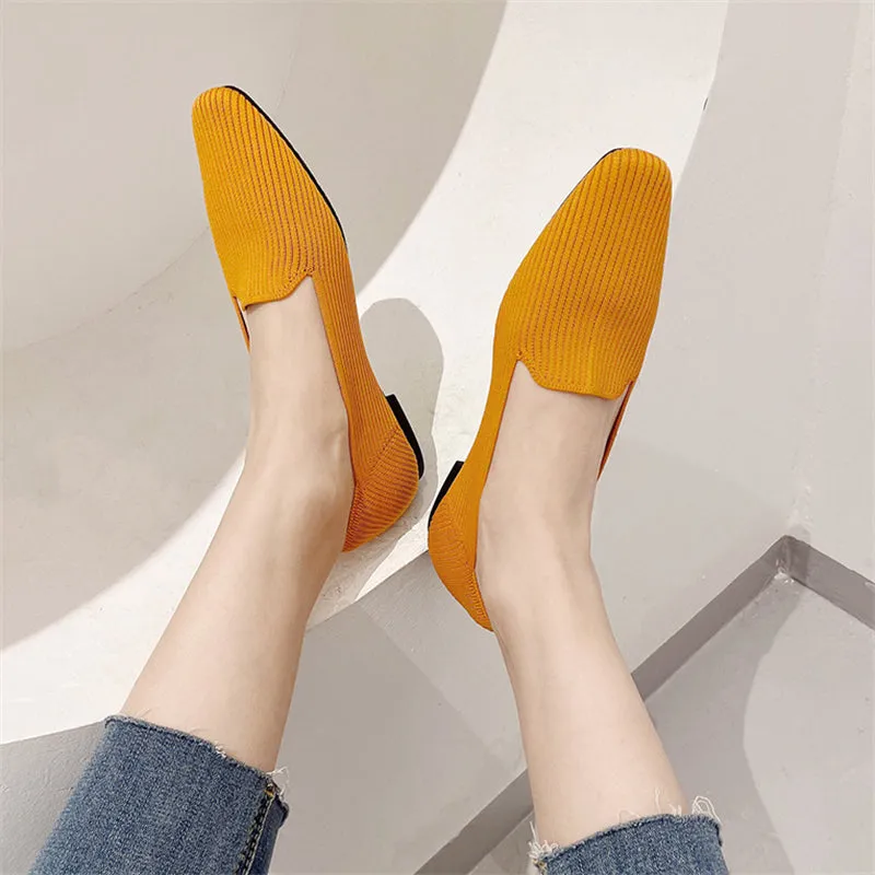 Square Toe Pure Color Simple Flats