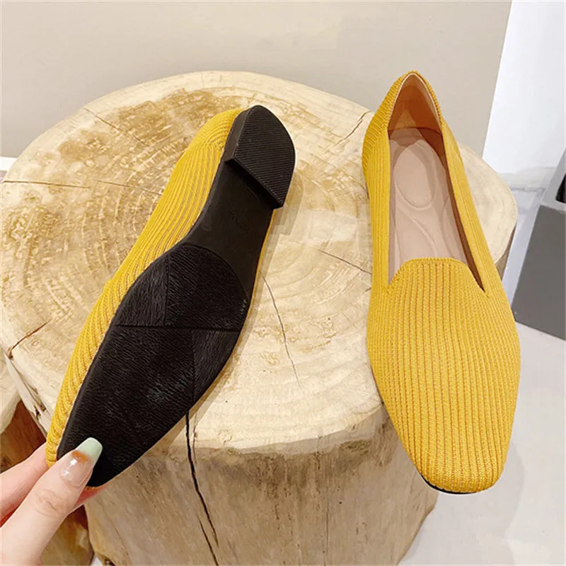 Square Toe Pure Color Simple Flats