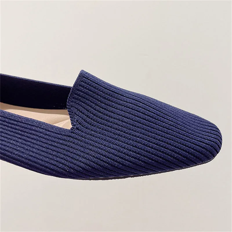 Square Toe Pure Color Simple Flats