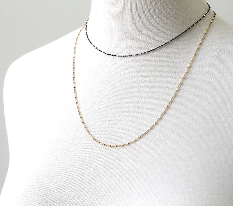 Squared Oxidized Sparkle Chain Necklace