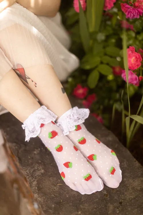 Strawberry Polka Dot Anklets