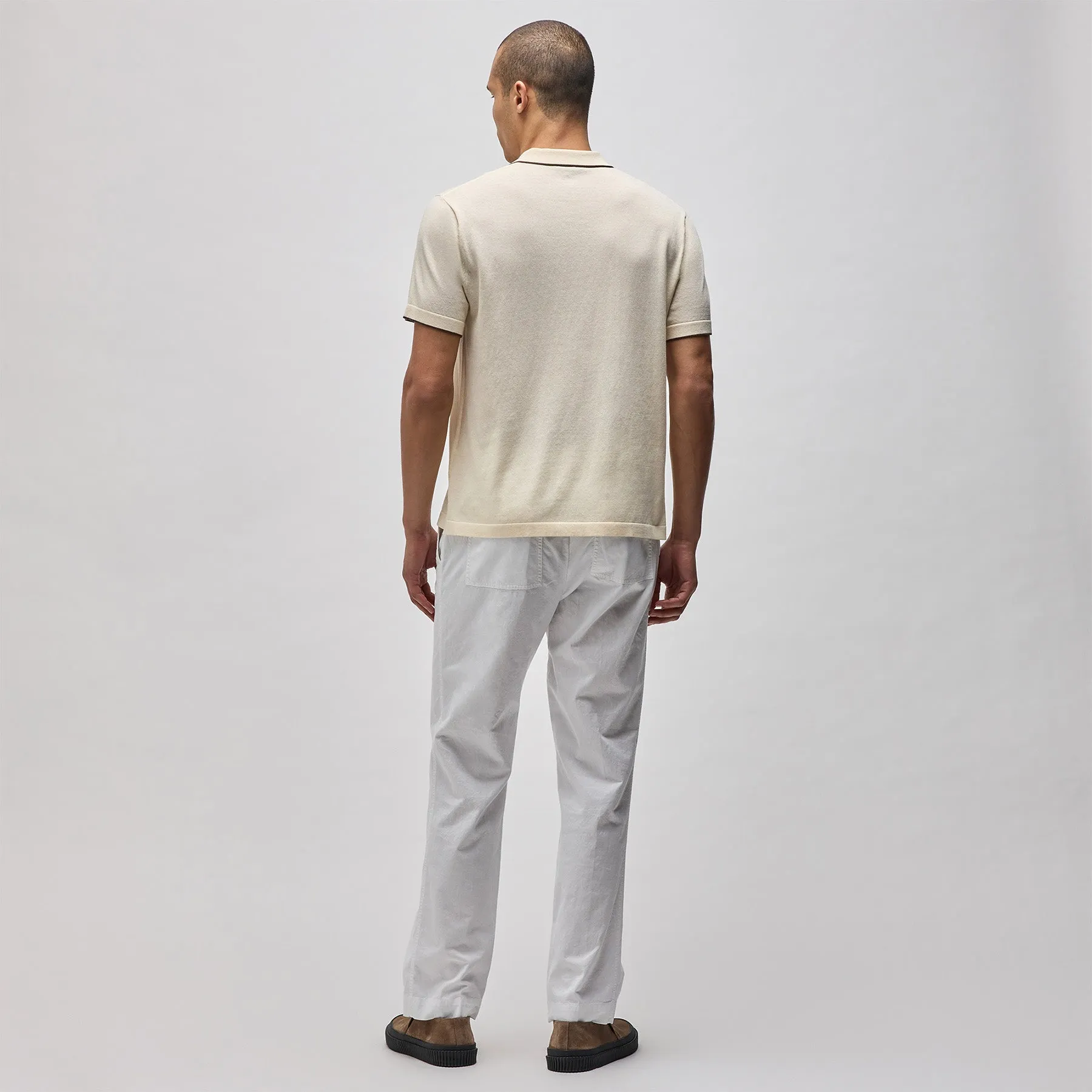 Stretch Cotton Tipped Shirt - Ivory/Porcupine