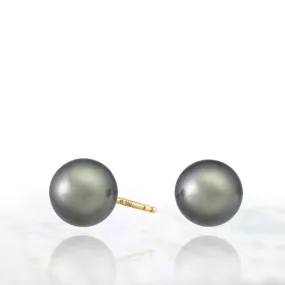 Tahitian pearl earrings - 18k yellow gold studs - EAYGPE00239