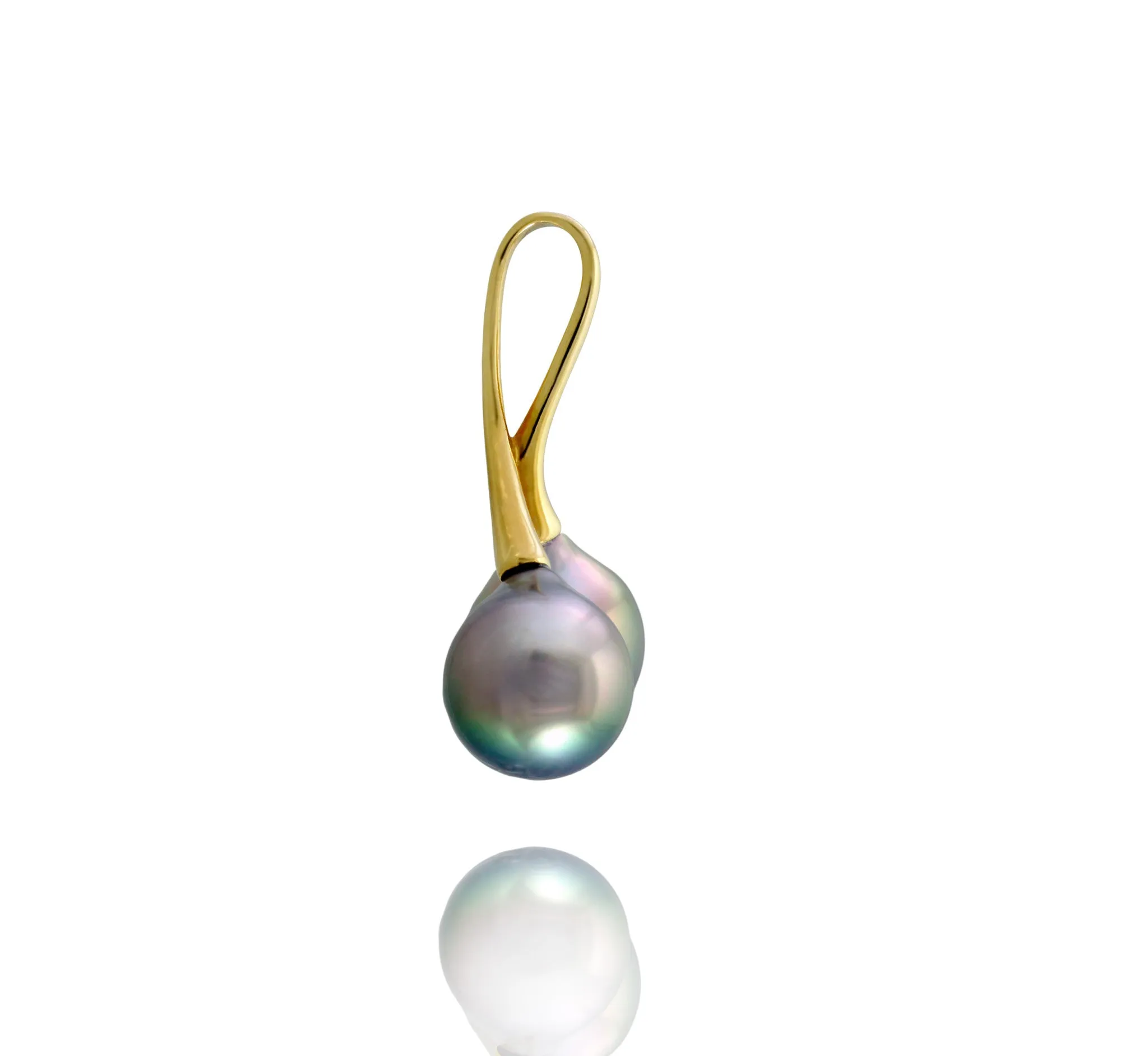 Tahitian pearl pendant - 18k yellow gold - Rainbow drops- PEYGPE01164