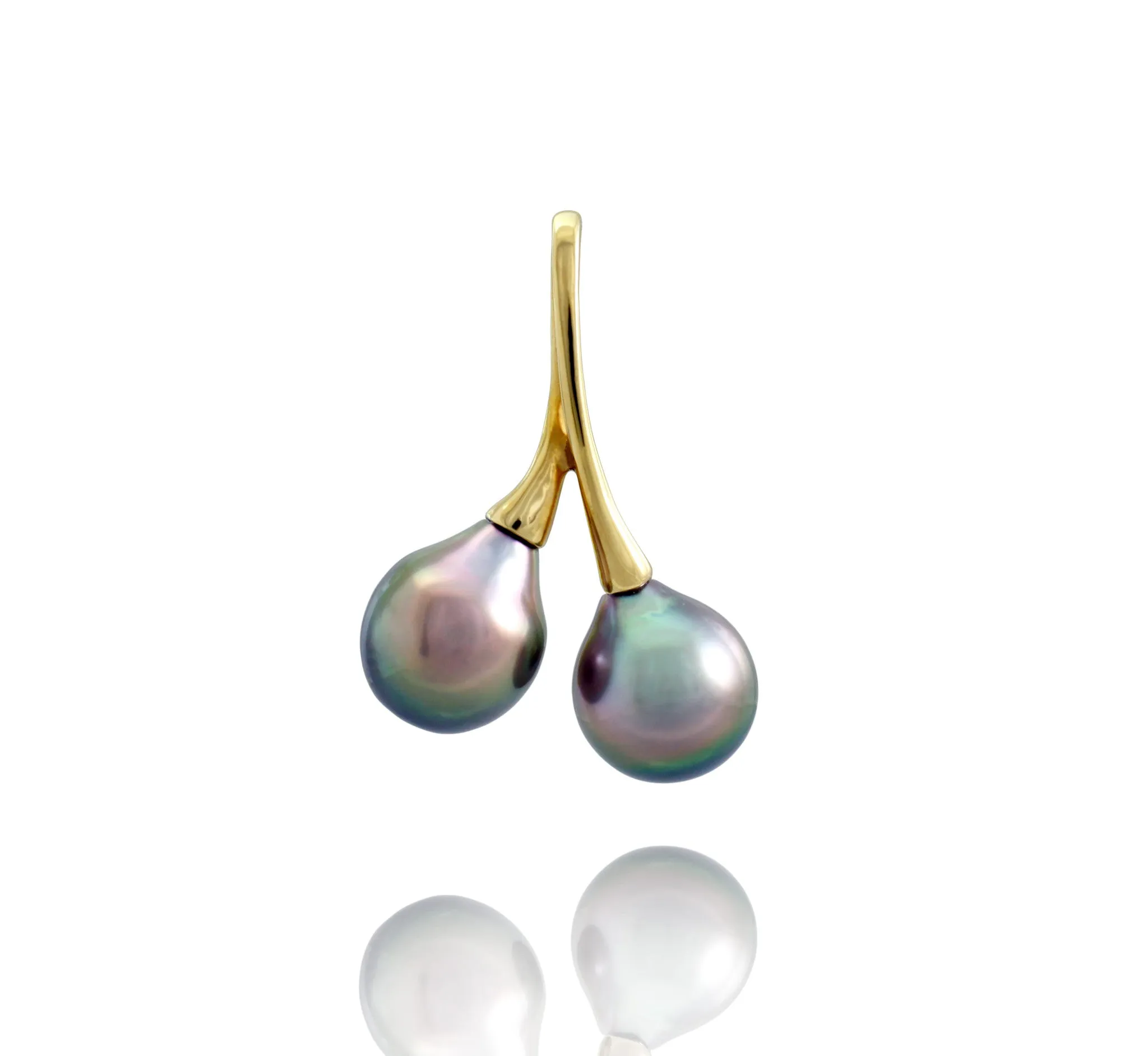 Tahitian pearl pendant - 18k yellow gold - Rainbow drops- PEYGPE01164