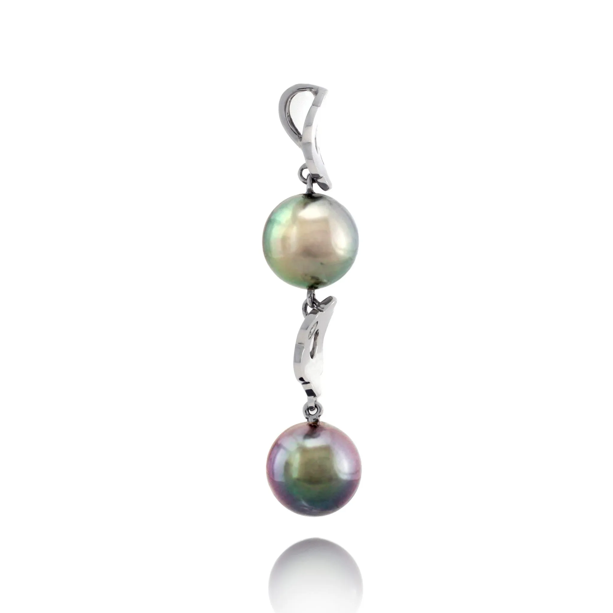 Tahitian pearl pendant in 18k white gold and diamonds - Tiare Tahiti