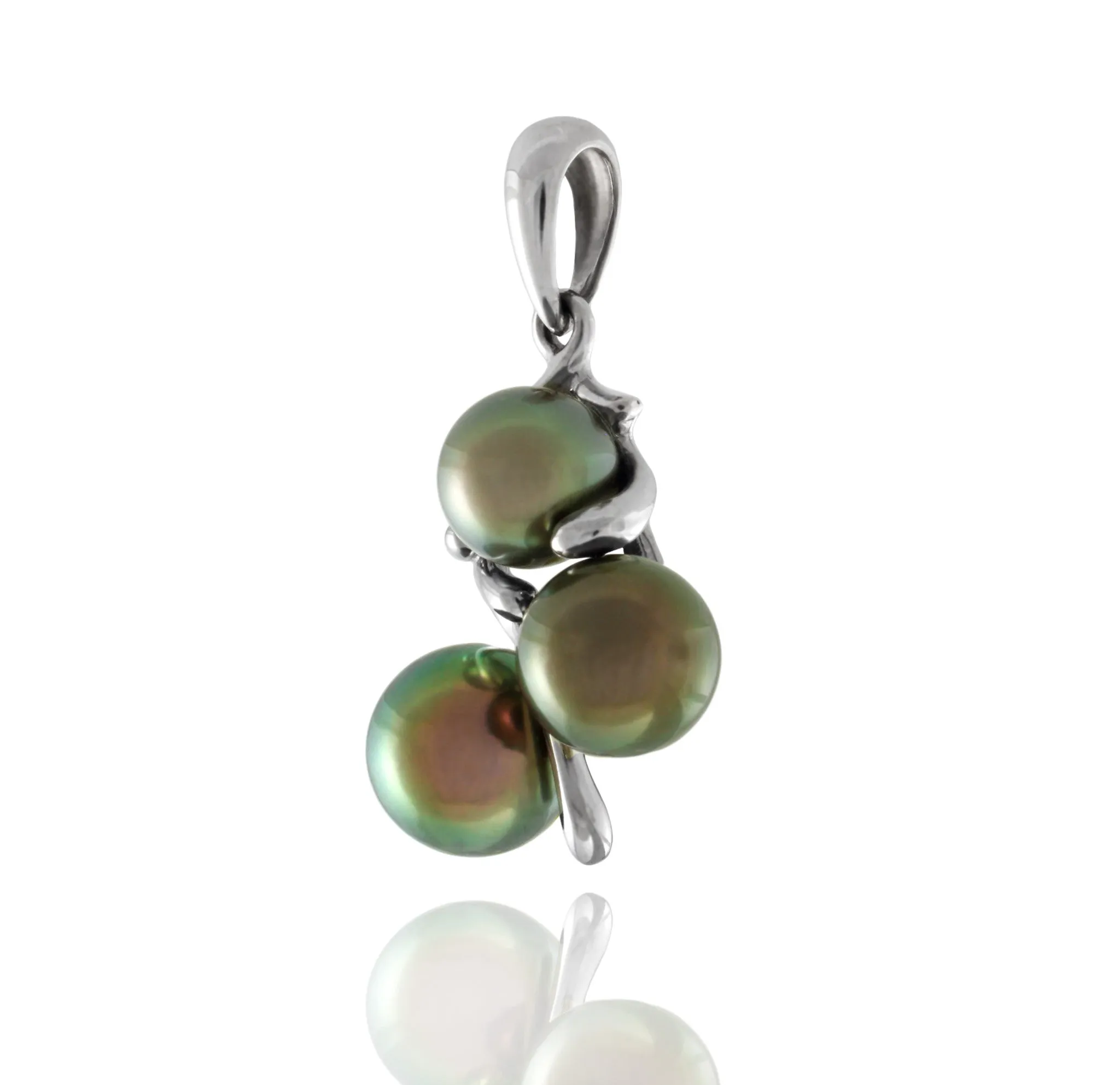 Tahitian pearl pendant in 18k white gold - Tribal Identity - PEWGPE01027