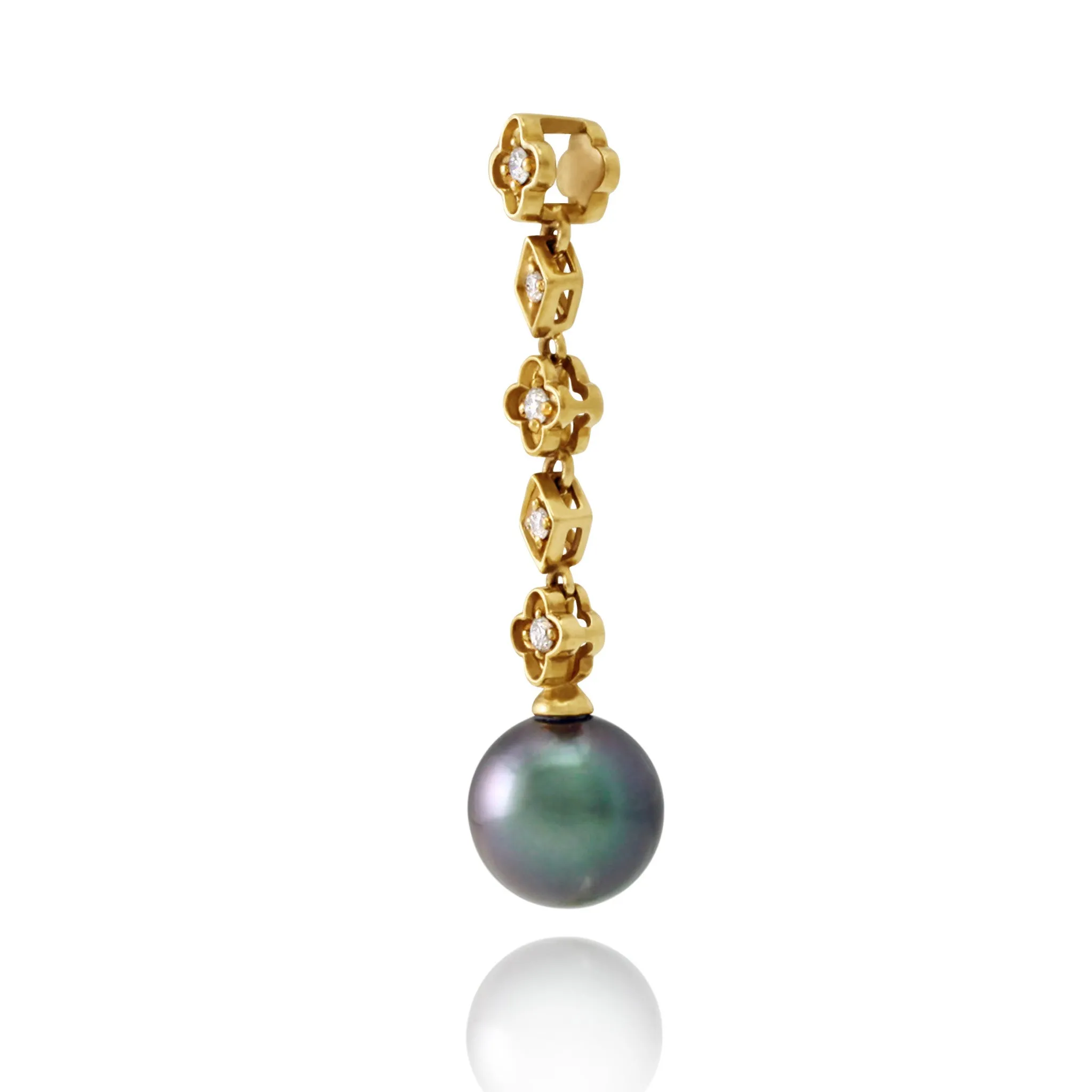 Tahitian pearl pendant in 18k yellow gold with diamonds - Tiare Tahiti - PEYDPE00573