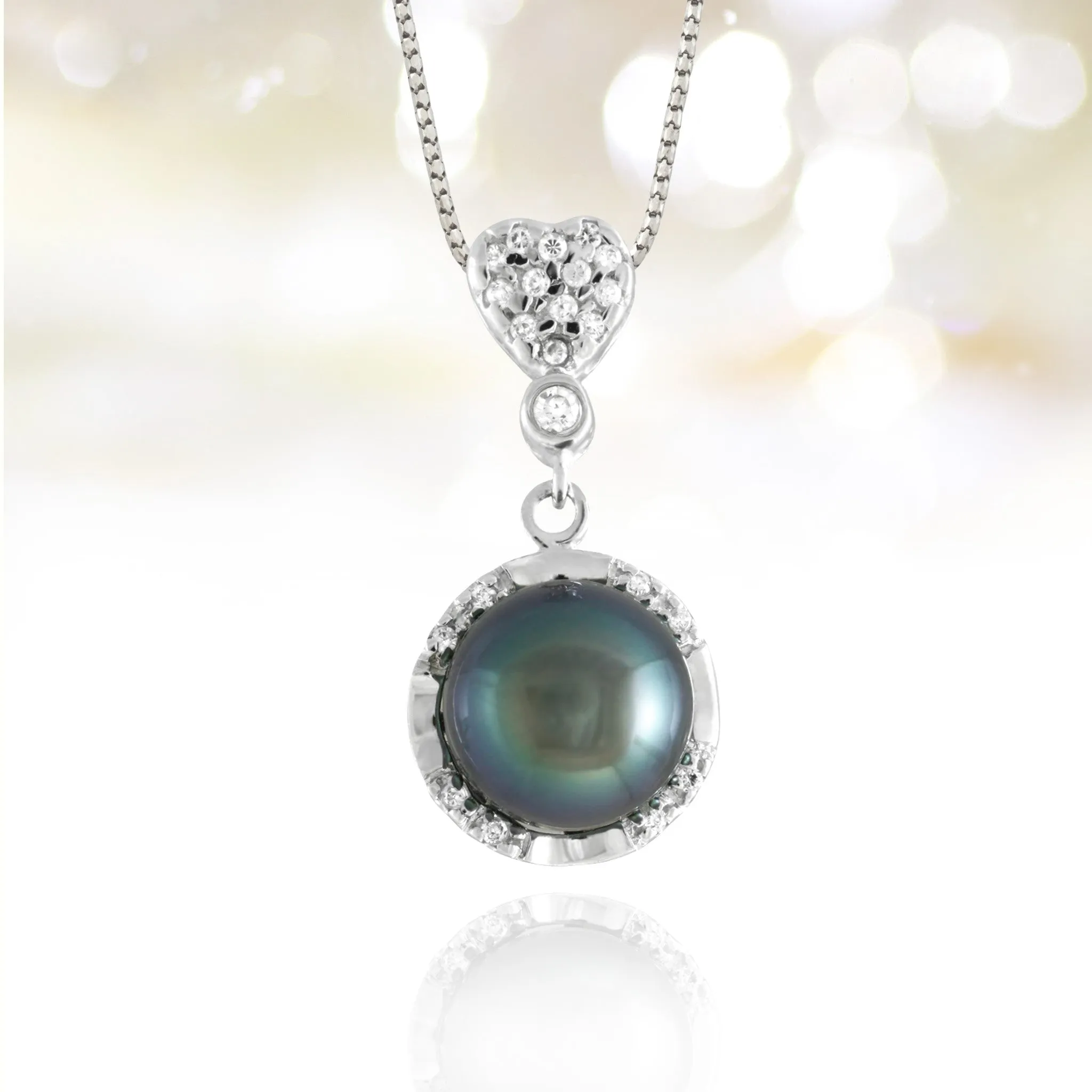 Tahitian pearl pendant silver and cubic zirconium - Forever collection - PESZPE00102