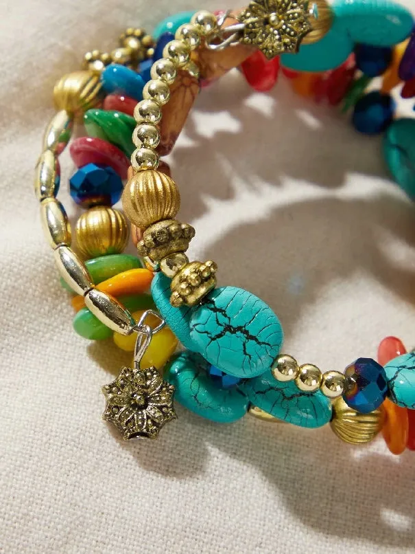 Turquoise Decor Layered Braceletv