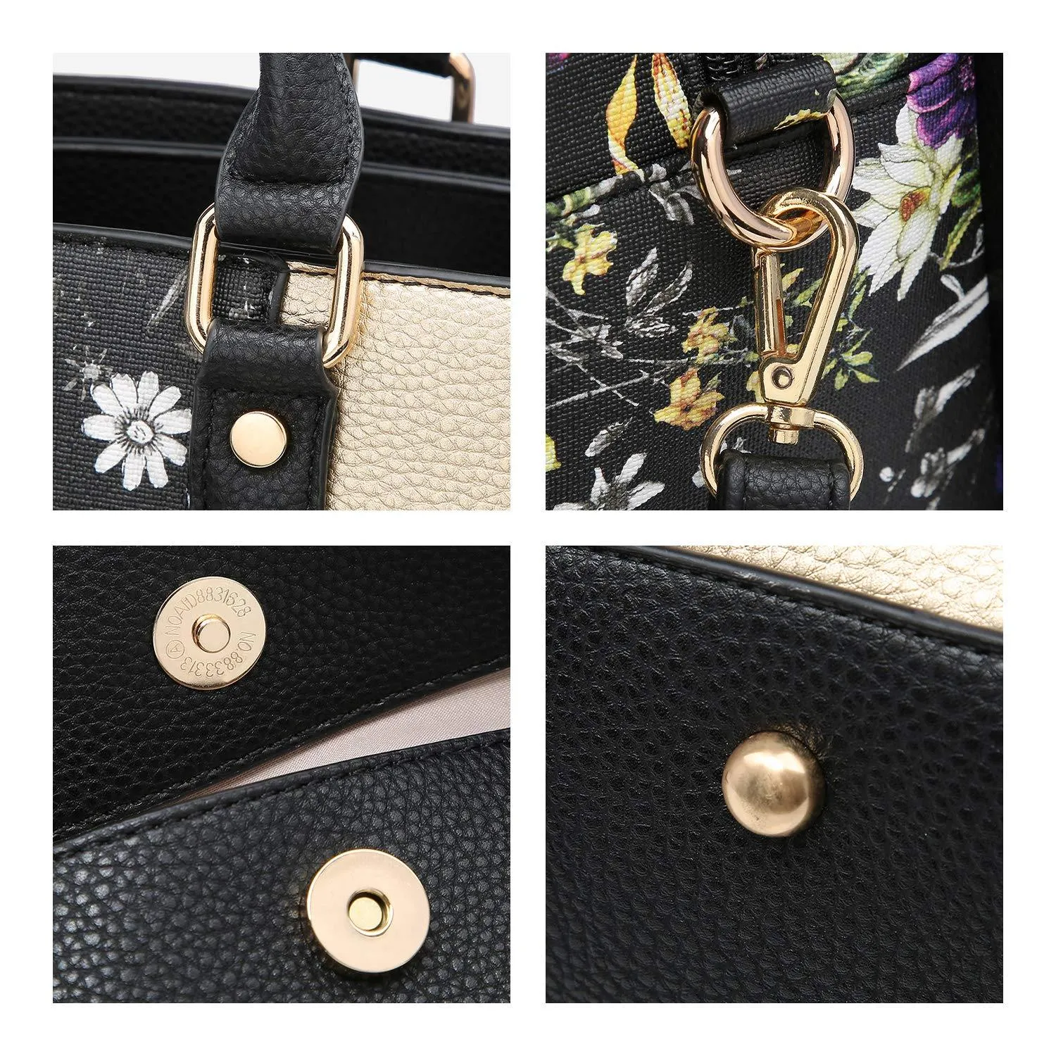 Two-Tone Padlock Satchel with Matching Wristlet