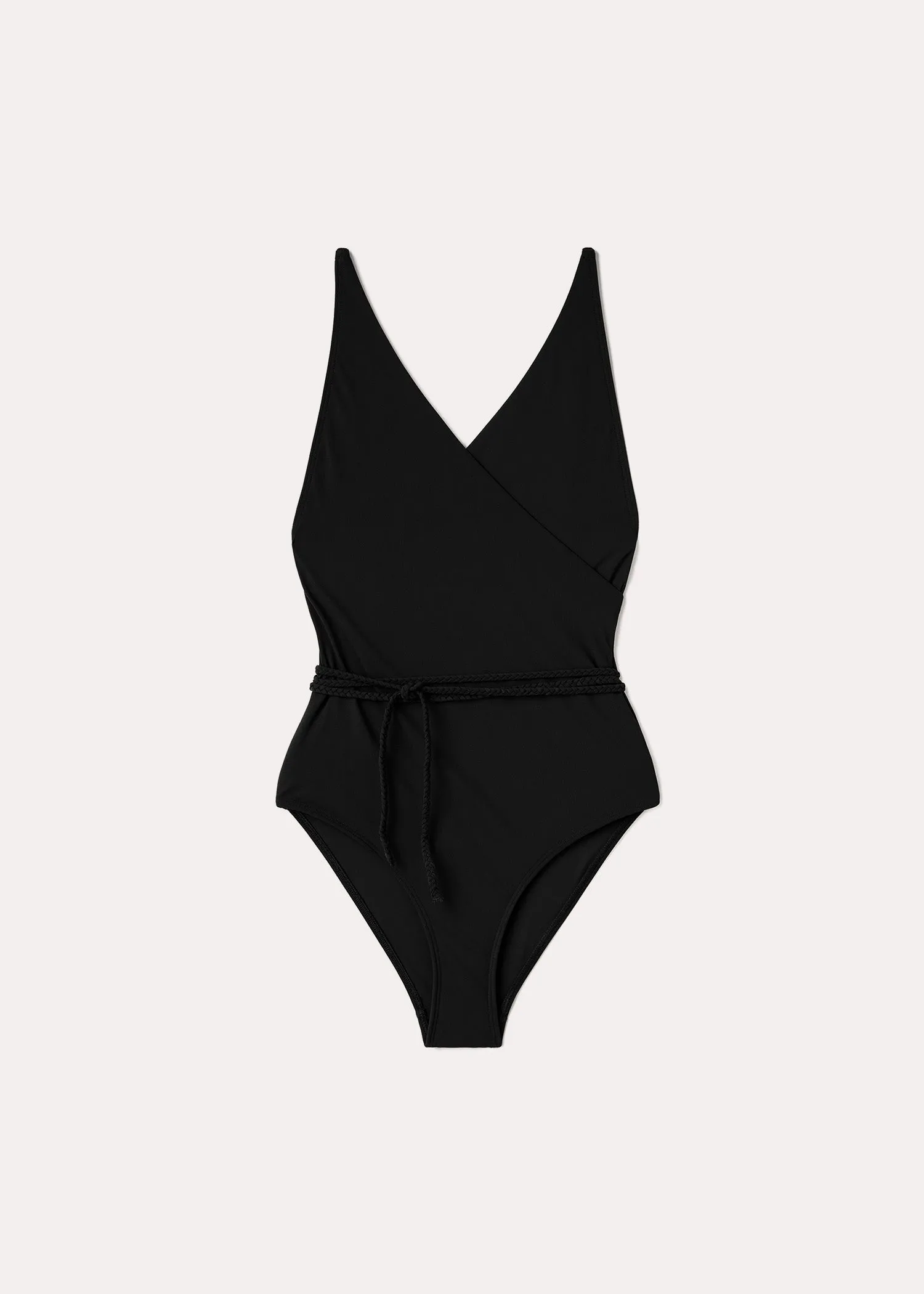 V-neck wrap swimsuit black