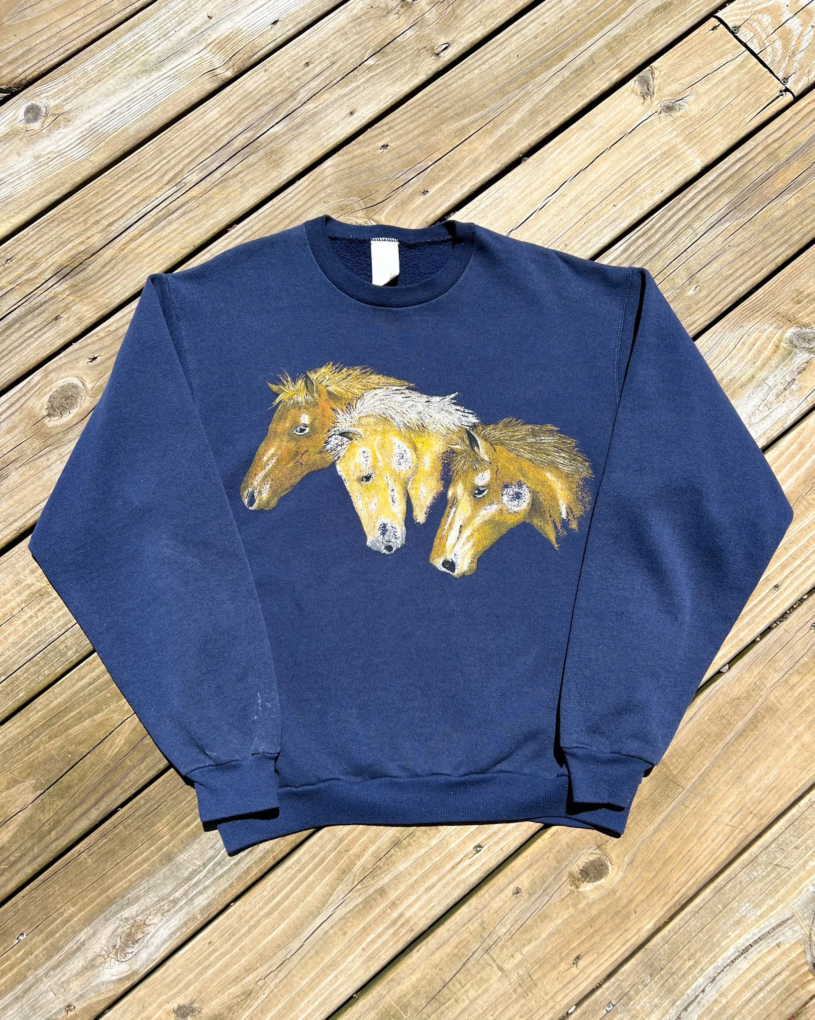 Vintage Blue Three Horse Crewneck