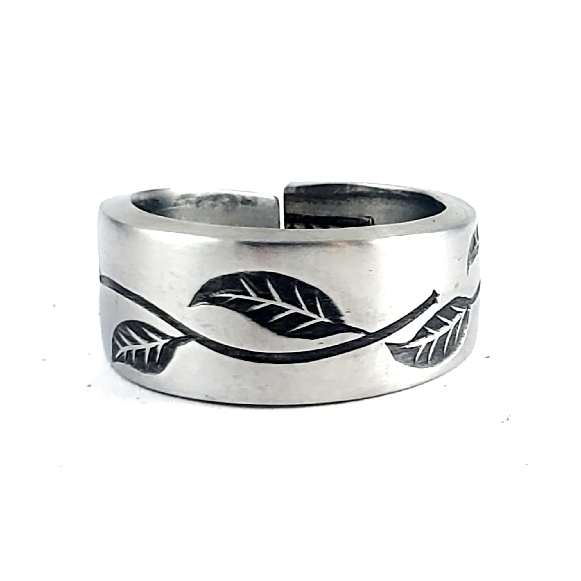 Vintage Haiti Leaf Vine Stainless Steel Spoon Ring