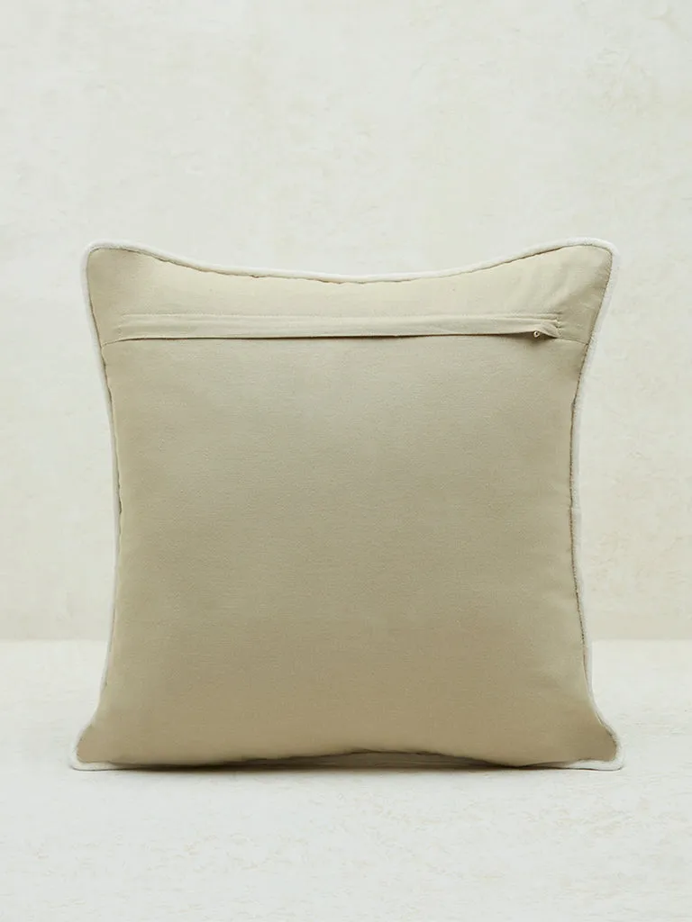 Westside Home Beige Embroidered Cushion Cover