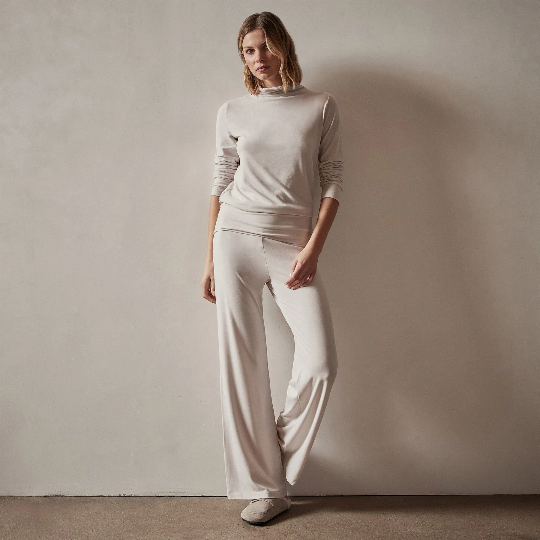 Wide Leg Lounge Pant - Stone